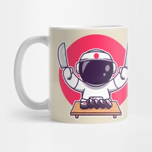 Cute Astronaut Sushi With Knife Mug